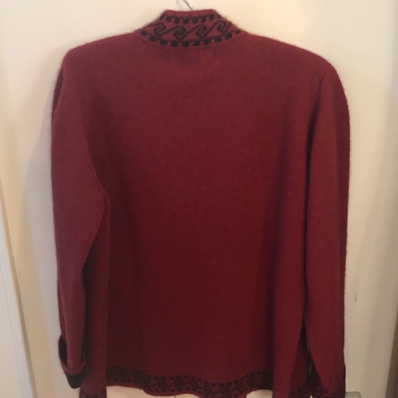 Nativeworld made in new Zealand sizeM possum +wool zippered cardigan red/black - Picture 3 of 6